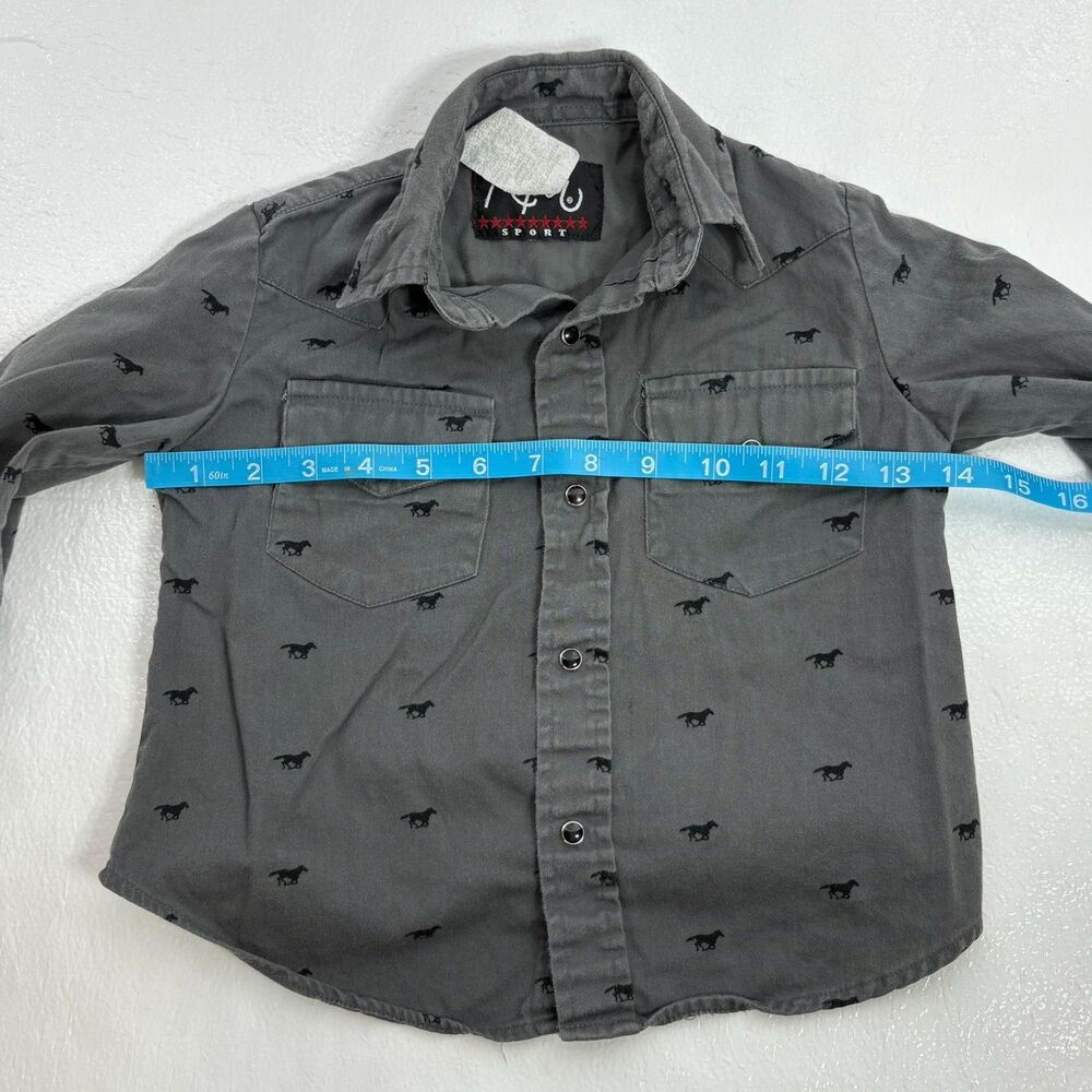 Roper Sport Vintage Western Rodeo Gray Black Pearl Button Down Kids 5 - Picture 9 of 10